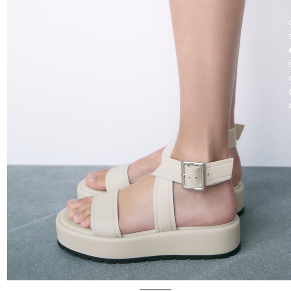 Zara Shoes Zara Flat Platform Leather Sandals With Buckle Poshmark